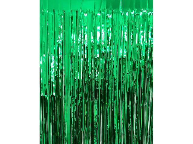 32 ft x 98 ft Metallic Tinsel Foil Fringe Curtains for Party Photo Backdrop Wedding Decor Green1 Pack