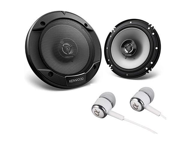 6-1/2' 300W Max (60W RMS per Pair) 65' KFC 2-Way Sport Series Flush Mount Car Audio Door Coaxial Speakers Bundled with Alphasonik Earbuds
