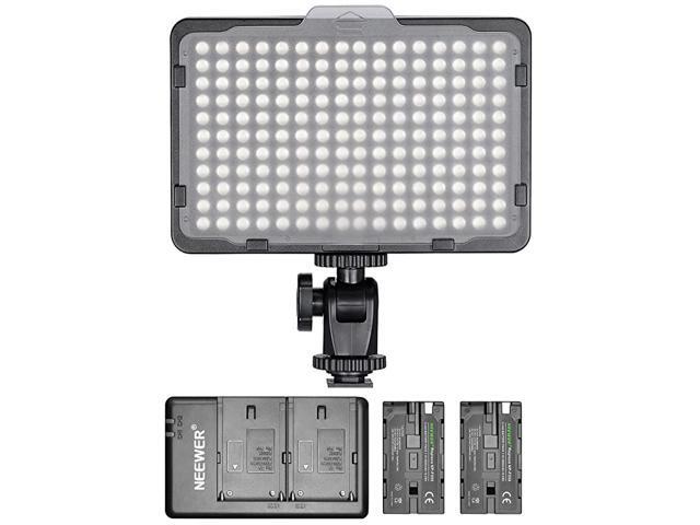 Dimmable 176 LED Video Light with 2Pack 2600mAh Liion Battery and Dual USB Battery Charger Lighting Kit for Canon Nikon and Other Digital SLR