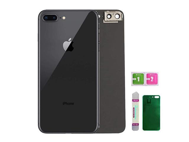 Replacement Back Glass Cover Back Battery Door Installed Camera Frame Lens Replacement for iPhone 8 Plus Space Grey or Black