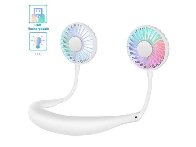Free USB Personal Fan Rechargeable Mini LED Neck Fan Headphone Design Sports Fan Heads Rotatable Neckband Fan 2000mAh 3 speeds Quiet Portable for