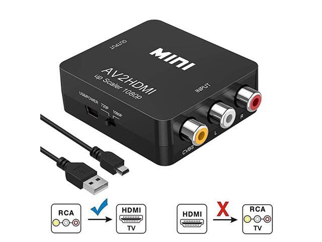 RCA to HDMI Converter 1080P RCA Composite CVBS AV to HDMI Video Audio Converter Box for PS2 Wii Xbox VHS VCR Camera DVD Players Support PALNTSC