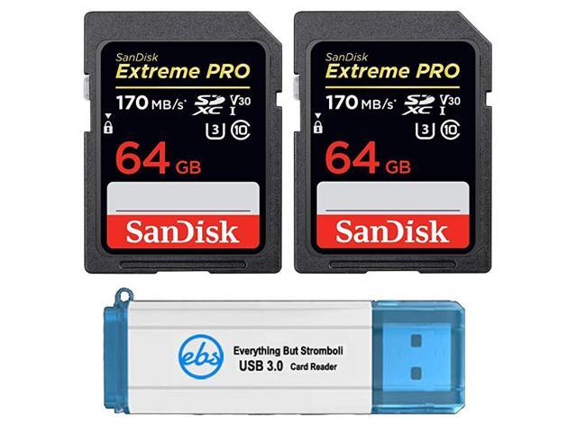 64GB SDXC SD Extreme Pro Memory Card Two Pack Bundle works with Nikon D3500 D7500 D5600 Digital DSLR Camera 4K V30 U3 SDSDXXY064GGN4IN Plus 1