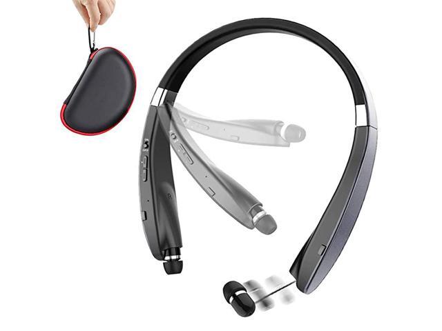 Foldable Bluetooth Headset Lightweight Retractable Bluetooth Headphones for SportsExercise Noise Cancelling Stereo Neckband Wireless Headset with