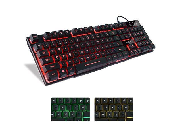 RK100 3 Color LED Backlit Gaming Keyboard USB Wired Multimedia Mechanical Feel Keyboard for Primer Gaming Office