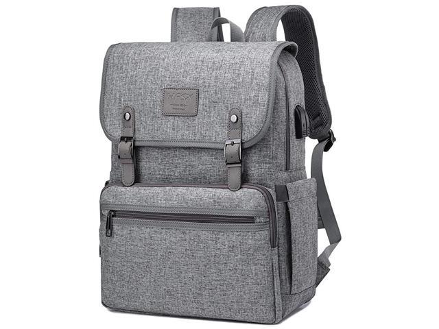 Theft Laptop Backpack Men Women Vintage Backpack Bookbag School College Backpacks Stylish Water Resistant Backpack with USB Port Fashion Grey Fits