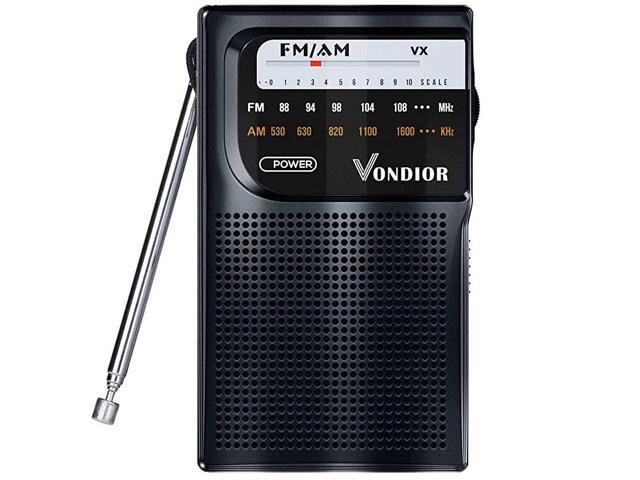 AM FM Radio Portable Best Reception Transistor RadioLongest Lasting Battery Operated Radio 2AA FM AM Pocket Radio Mono Headphone Socket by Black