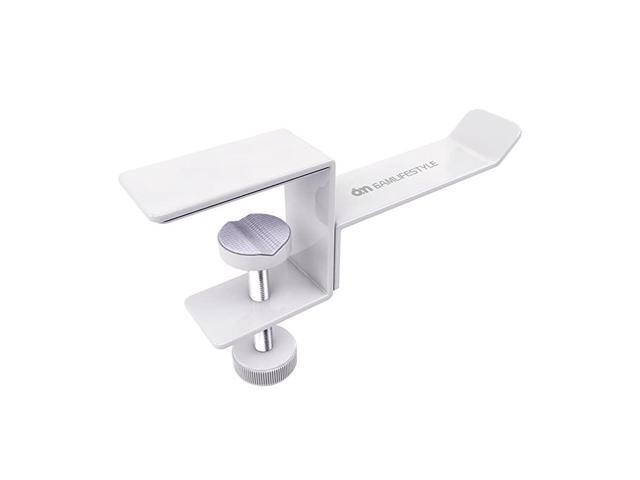 Universal Gaming Headset Headphone Hook Stand Hanger Holder Mount Under Desk On Over Ear Headphones Desk Clamp for All Headphones White