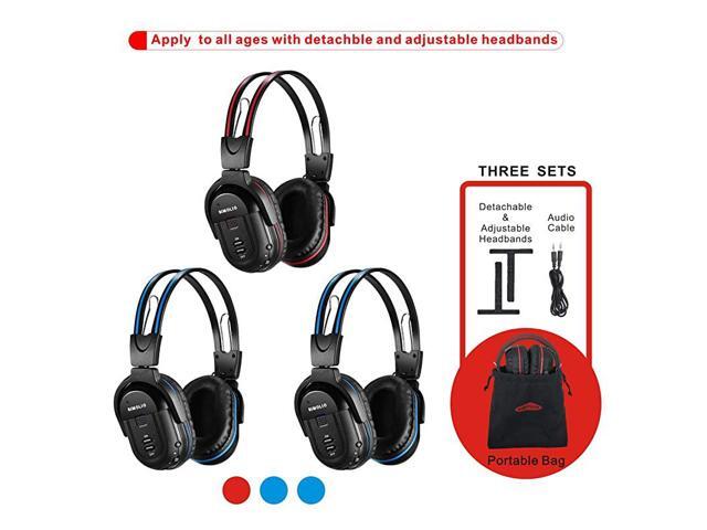 3 Pack of Wireless Car Headphones IR Headphones for Kids in Car Wireless Entertainment Foldable Wireless DVD Headphones with Travelling Bag