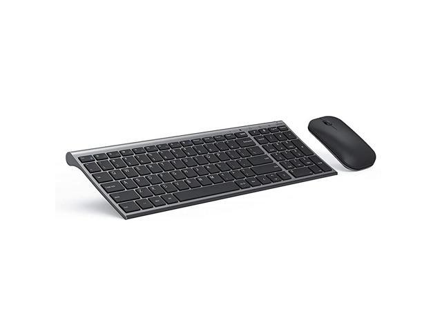 Wireless Keyboard and Mouse Combo Ultra Thin Rechargeable Low Profile Keyboard and Mouse Set with Number Pad for WindowsSpace Gray