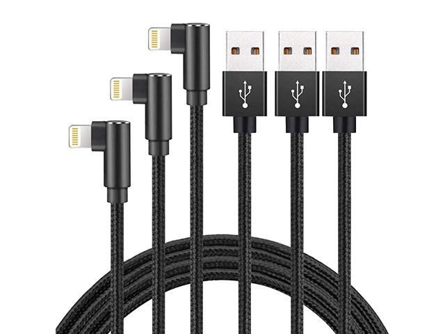 Charging Cable 3ft Right Angle Cable3 Pack Nylon Braided Speed Data Sync Charging Cord Powerline Compatible with Phone Charger Xs Xs MAX X 8 7 Plus