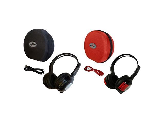 Pack Kid Sized Wireless Infrared Car DVD IR Automotive Colored Adjustable Channel Headphones With Case and 35mm Auxiliary Cord Note: Will Not