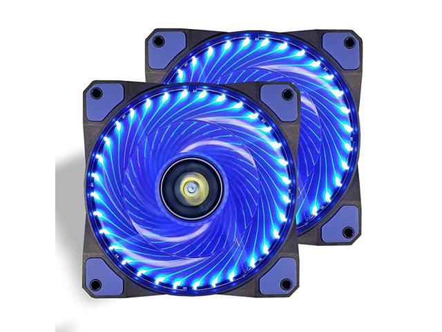 120mm PC Case Cooling Fan Gaming 120 mm Super Silent Computer LED Cooler High Airflow Fans for Desktops Blue 2 Pack