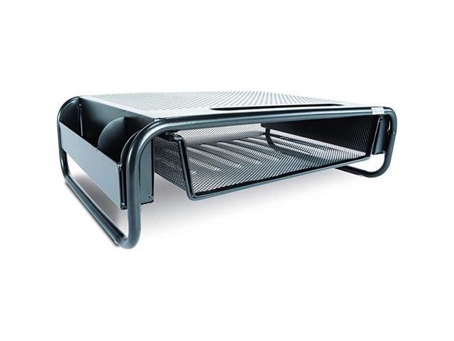32166 Metal Art Organizer 5 Riser Monitor Stand with Drawer and Side Caddies Black
