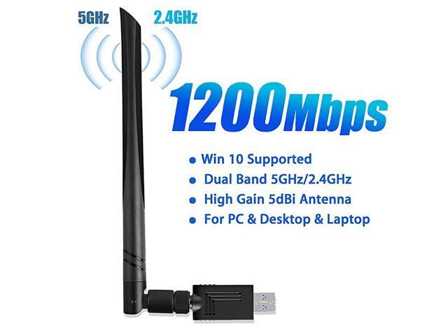 USB WiFi Adapter 1200Mbps USB Wireless Network Adapter 80211ac with Dual Band 58GHz24GHz 5dBi Antennas USB 30 WiFi Dongle for PC Desktop Laptop