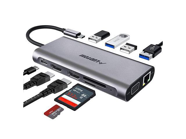 USB C Hub USB C Laptop Docking Station Triple Display Type C Dock Station Adapter with 2 HDMIVGAPD 30 Type C PortSD TF Card Reader4 USB Ports