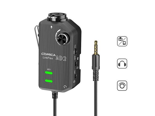 LINKFLEX AD2 XLR 635mm Audio Preamp Adapter with 48V Phantom Power Real Time Monitor Guitar Interface Microphone Preamp for iPhone iOS Android