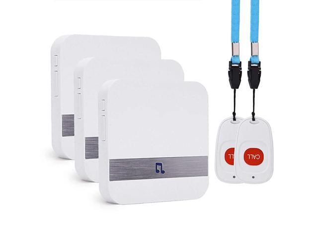 Wireless Caregiver Pager Smart SOS Call Button for Elderly Patient Personal Care in Home Alert System 500+ Feet Range 2 Call Buttons + 3 receivers