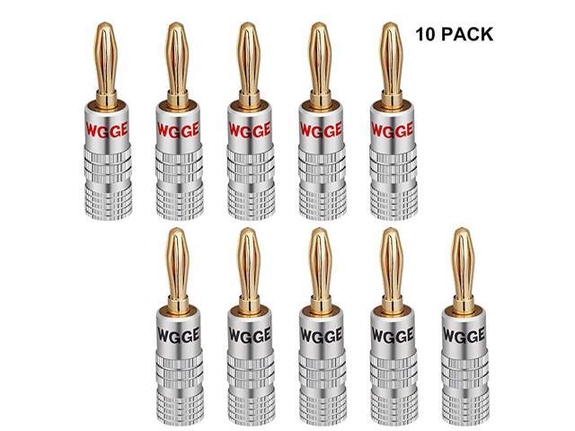 WG009 Banana Plugs Audio Jack Connector 24k Gold Dual Screw Lock Speaker Connector 5 Pairs 10 Plugs