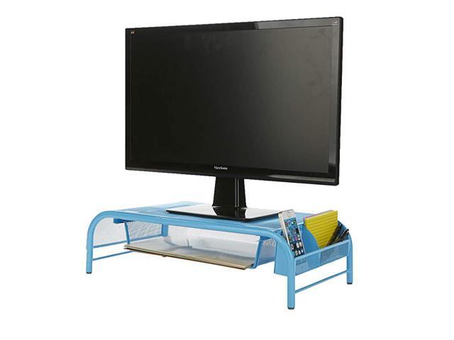 MESHMONSTABLU Metal Mesh Desk Drawer Desktop Monitor Stand Organizer Blue