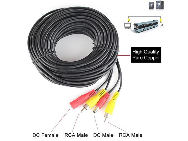 RCA Plug DC 21 55 MM Power Cord Video AV Extension Cable for CCTV Security Car Tuck Bus Trailer Reverse Parking Backup Camera 20 Meters 64ft by