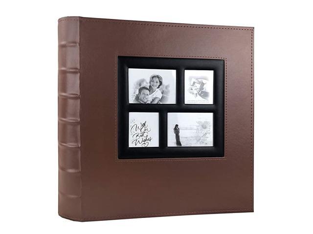 Photo Album 4x6 Holds 500 Photos Black Pages Large Capacity Leather Cover Wedding Family Baby Photo Albums Book Horizontal and Vertical Photos Brown