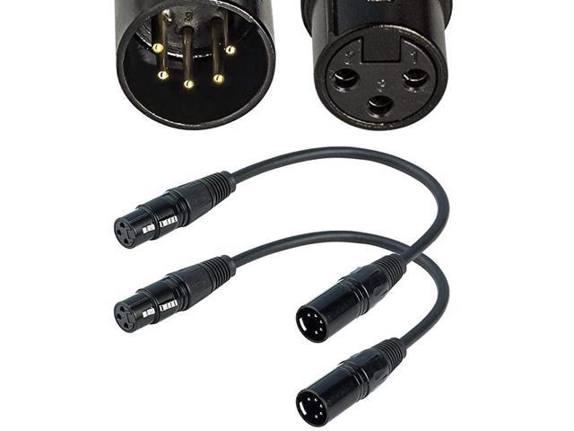 3 Pin XLR Female to 5 Pin XLR Male Audio Cable for Microphone DMX Stage Light Turnaround XLR3Fto XLR5M Adapter Cable 12inch 2Pack