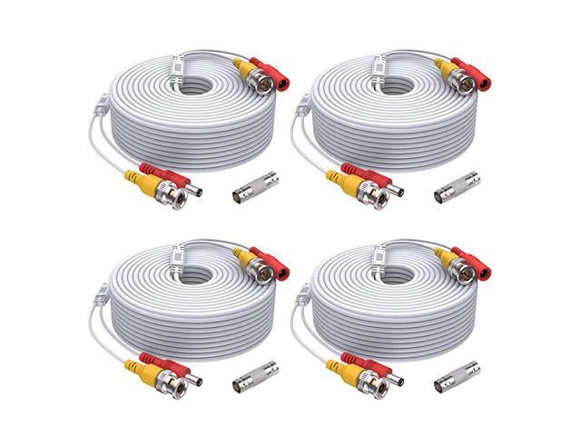 4 Pack 150 Feet Security Camera Cable AllinOne BNC Video and Power CCTV Security Camera Cable Wire with Two Female Connectors for Security Camera