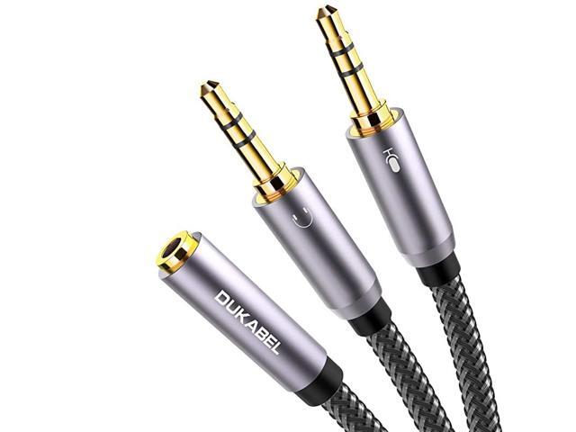 Headset Splitter Cable GoldPlated Strong Braided Y Splitter Audio Cable Separate Microphone Headphone Port Gaming Headset Splitter PC Earphone