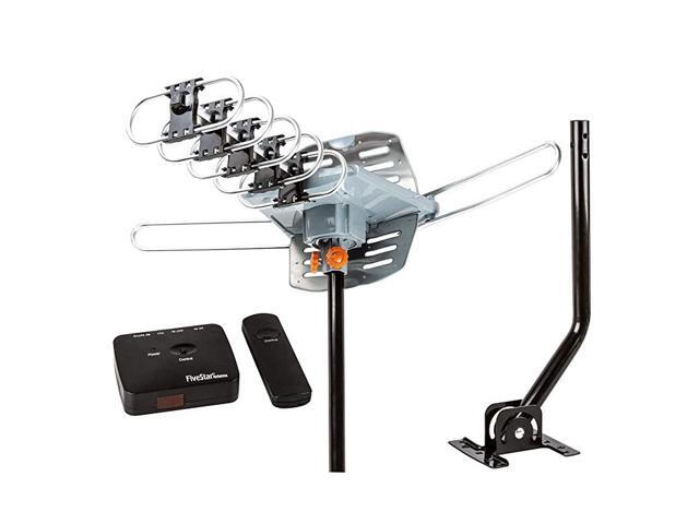 Outdoor HD TV Antenna Strongest Up to 150 Miles Long Range with Motorized 360 Degree Rotation UHFVHFFM Radio Infrared Remote Control with Mounting