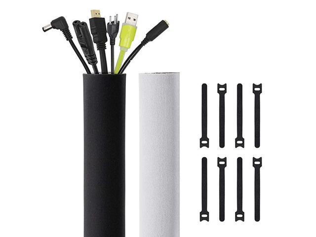 118Inch Cable Management Sleeves with Cable Ties Neoprene Cable Organizer Cord Cover Wire Hider for TV Computer Office Theater BlackWhite Large