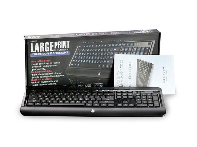 AZIO KB506U Large Print 3-Color Backlit Wired Keyboard Azio Large Print Tri-Color Backlit Wired Keyboard (KB505U)