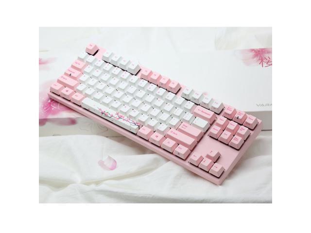 Varmilo Gaming 87 Key Cherry Mx Switches Sakura White Keycaps and Pink Keycaps Dye Sublimation Printing Mechanical Gaming Keyboard VA87M PBT