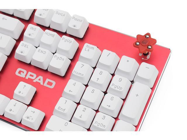 QPAD KC-60RD-RD waterproof mechanical gaming keyboard Cherry MX Red switches Red color build-in sound card support 1x35mm input earphone/headset