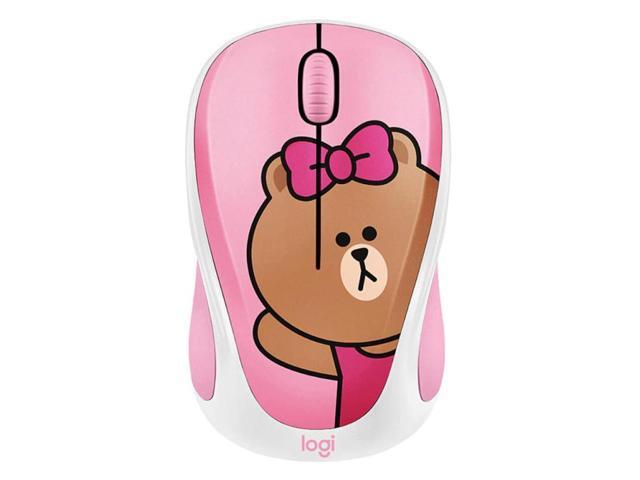 Logitech LINE FRIENDS Wireless Mouse 24GHz Mini Colorful Cartoon USB Receiver Optical Sensor Office Gaming Mouse for PC Laptop Light Pink