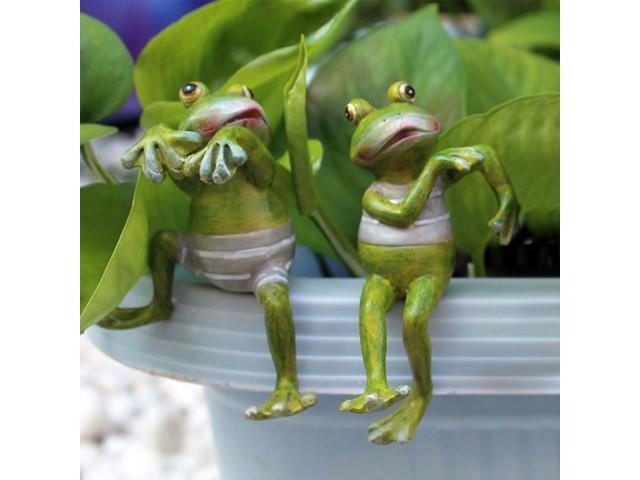 4pc Cylinder Climbing Frog Suit Flower Pot Decorative Handicraft Home Decoration F1FC