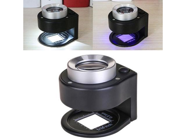 30X Magnifier Metal Folding Cloth Linen Microscope Loupe with 3LED & 3UV Light L29K
