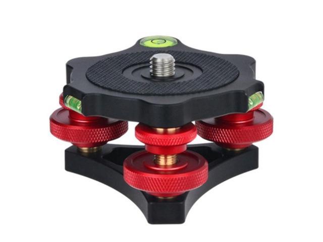 PL-64 Camera Tripod Head Leveling Base Aluminum Alloy Triple-Wheel Precision Leveler Bubble Level 3/8Inch Screw Load