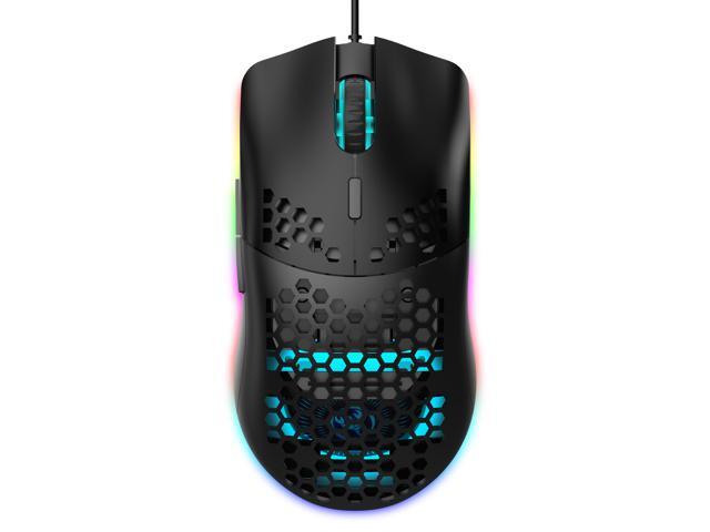 TROPRO Programmable RGB Gaming Mouse 6 DPI (1000/1600/2400/3200/4800/6400) 96g Ultra Lightweight Honeycomb Optical LED Wired Mouse with