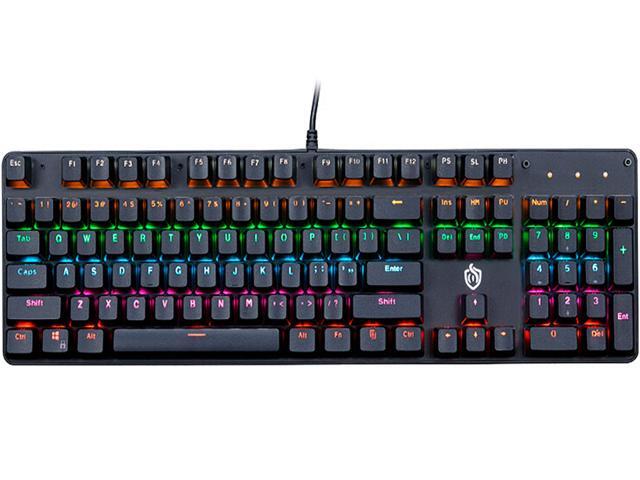 Mechanical Keyboard TROPRO TGK05 Gaming Keyboard LED Backlit Wired Keyboard with Blue Switches for Windows PC Office and Working (Black 104 Keys)