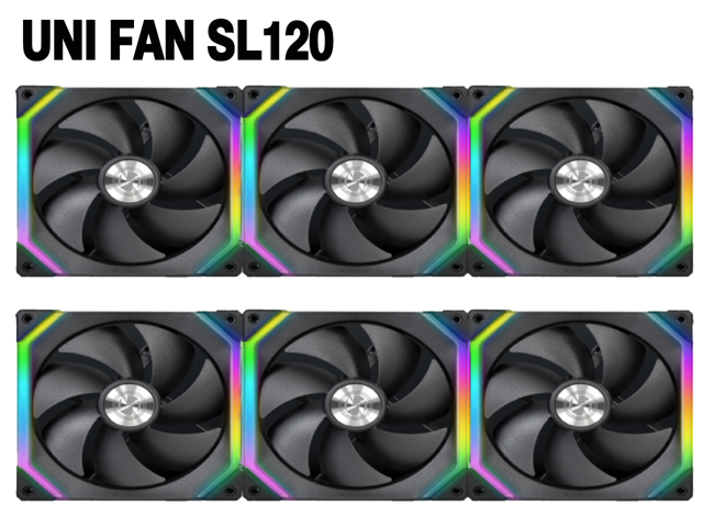 Lian Li UNI Fan SL120 6 Pack White-with Controller and Extension (ARGB 120mm LED PWM Daisy-Chain) UF-SL120-6W PC Cooling Computer ARGB Case Fans