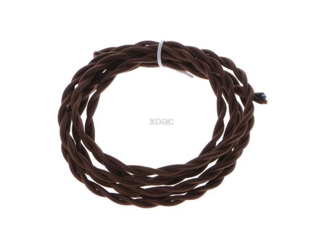 2M 2x075 Coffee Vintage Retro Twist Braided Fabric Light Cable Electric Wire M13 dropship
