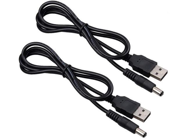 2PCS USB to DC 55x21mm Barrel Jack Center Pin Positive Power Cable Charger Cord for LED Strip