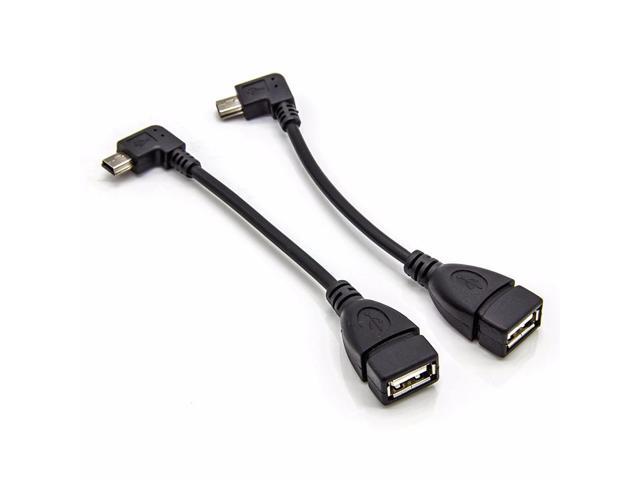 2pcs/lot 90 Degree Right Angle Adapter Mini USB Host Cable Mini B Male to USB A Female OTG Cable for Digital Cameras