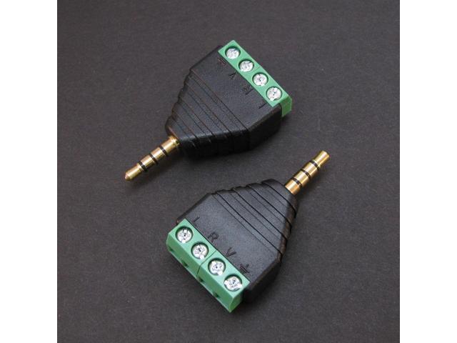 2pcs/lot 35mm 4 Pole Stereo TRRS Audio Vedio Male to 4 Screw Terminal Female Headphone Balum Converter Adapter