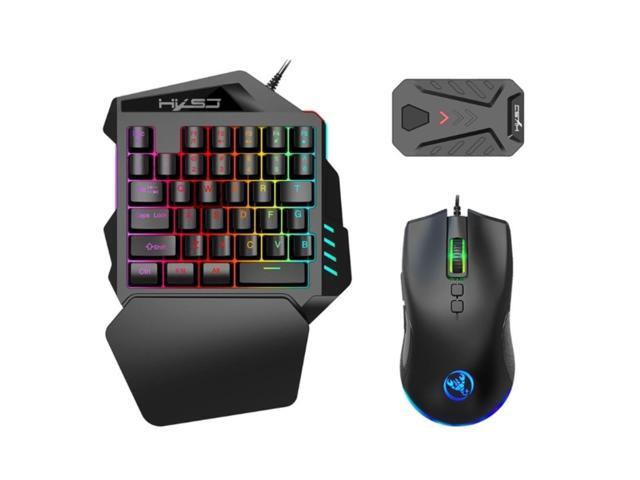 One-Handed RGB Gaming Keyboard and Mouse Combo 35 Keys Mini Wired Gaming Keypad with Keyboard Mouse P8 Converter
