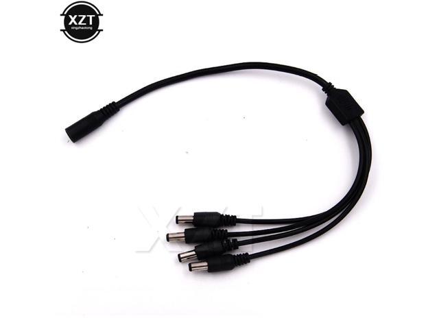 Portable 55x21mm DC Power Cable 1 Female to 4 Male Plug Splitter Adapter for Security CCTV Camera