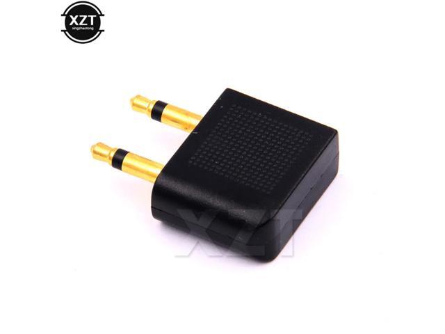 2PCS 2X 35mm to 2 x 35 mm Stereo Ear Audio Adapter Jack to Air Aircraft Airline Airplane for Headset Headphone