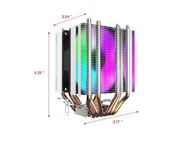Cpu Air Cooler 6 Heat Pipes Twin-Tower Heatsink With 90Mm Rainbow Led Fans For Intel 775/1150/1155/1156/1366