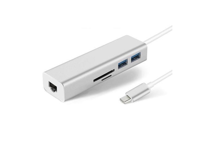 USB Type C to 1000Mbps Gigabite Ethernet 5 in 1 Hub Adapter 2 USB 30 SD/Micro SD/TF Card Reader Converter for Macbook Air 2020